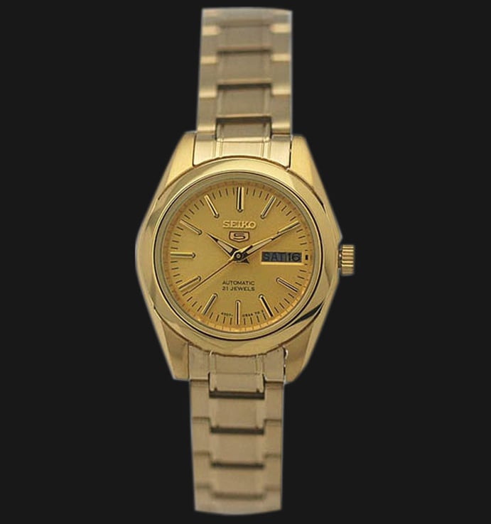 Seiko 5 Sports SYMK20K1 Ladies Automatic Gold Dial Gold Stainless Steel Strap