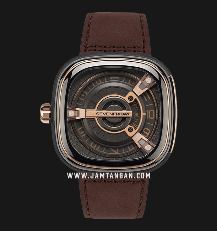 SEVENFRIDAY M-Series M2/02 Automatic Black Brown Leather Strap