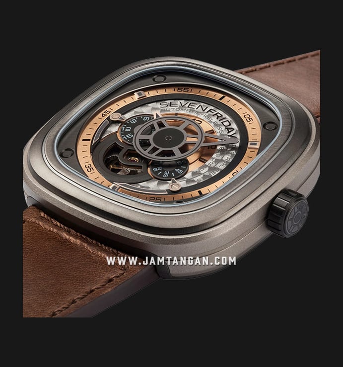 SEVENFRIDAY P-Series P2/01 Automatic Dual Tone Dial Brown Leather Strap