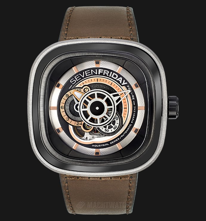 SEVENFRIDAY P2B/01 Industrial Revolution Series Automatic Brown Leather Strap