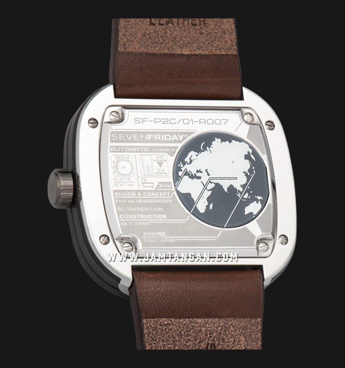 SEVENFRIDAY P-Series P2C/01 Automatic Multi Color Dial Dial Dark Brown Leather Strap