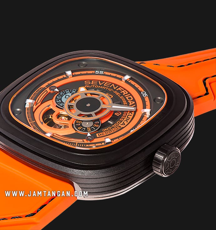 SEVENFRIDAY P3/07 KUKA III Limited Edition Series Automatic Orange Rubber Strap