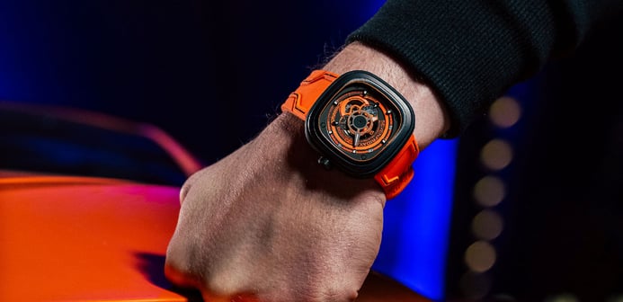 SEVENFRIDAY P3/07 KUKA III Limited Edition Series Automatic Orange Rubber Strap