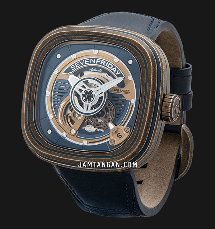 SEVENFRIDAY P-Series PS1/04 Yacht Club III Skeleton Dial Blue Navy Leather Strap Limited Edition