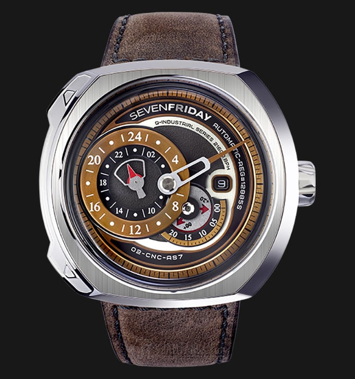 SEVENFRIDAY Q2/01 Q-Series Automatic Miyota 8219 Brown Leather Strap