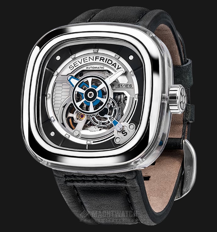 SEVENFRIDAY S1/01 Series Automatic Black Leather Strap