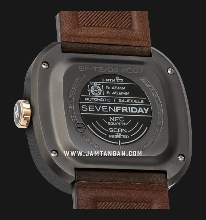 SEVENFRIDAY T-Series T2/04 Automatic Dual Tone Dial Brown Leather Strap