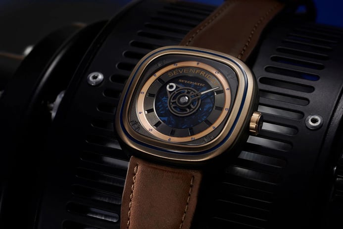 SEVENFRIDAY T-Series T2/04 Automatic Dual Tone Dial Brown Leather Strap