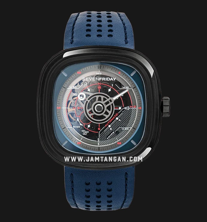 SEVENFRIDAY T-series T3/03 Automatic Dual Tone Dial Blue Leather Strap