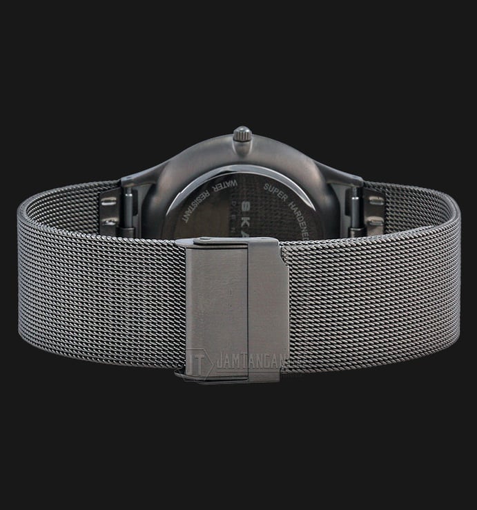 Skagen 233XLTTM Slimline Titanium Gunmetal Grey Dial Stainless Steel Strap Watch