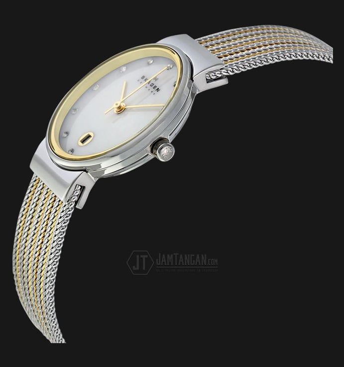 Skagen 355SSGS Ancher Pearl Dial Stainless Steel Mesh Strap Watch