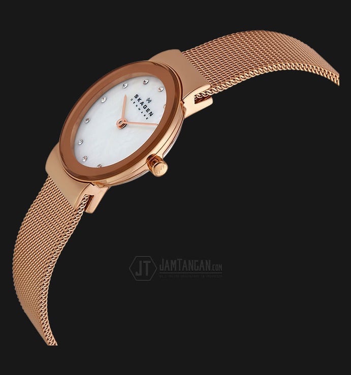 Skagen Freja 358SRRD Mother of Pearl Dial Rose Gold Stainless Steel Mesh Strap Watch
