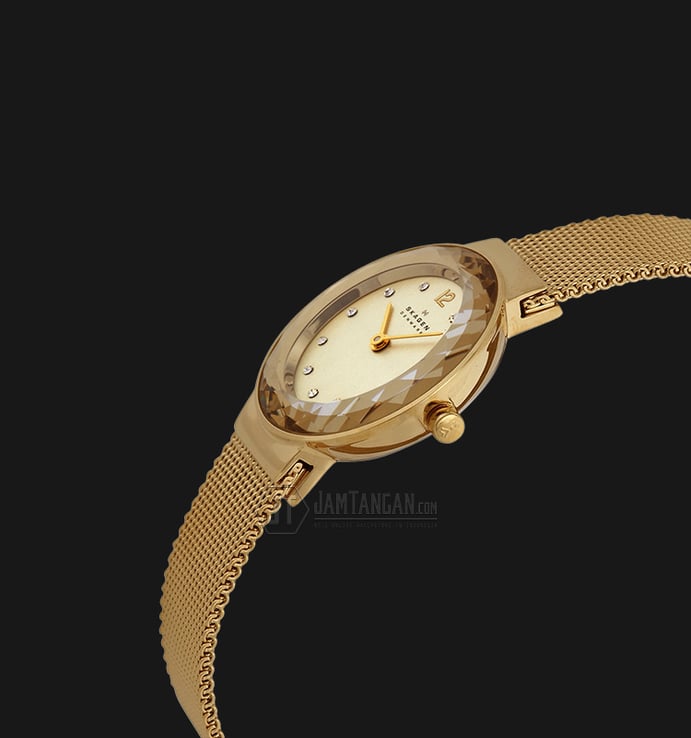 Skagen 456SGSG Leonora Champagne Dial Gold Stainless Steel Mesh Strap Watch