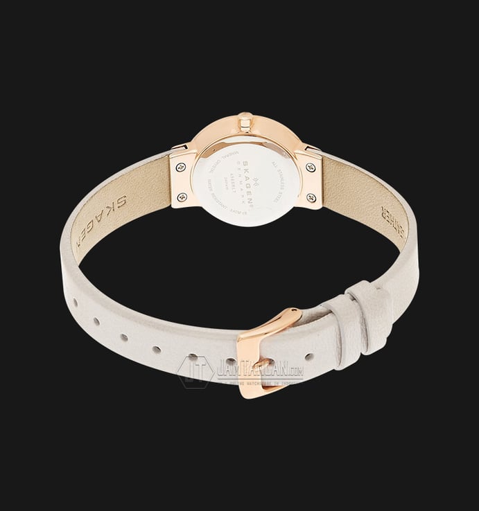 Skagen 456SRLT Leonora Pearl Dial Cream Leather Strap Watch