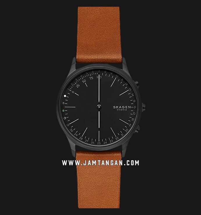 Skagen SKT1202 Jorn Hybrid Smart Watch Men Black Dial Brown Leather Strap