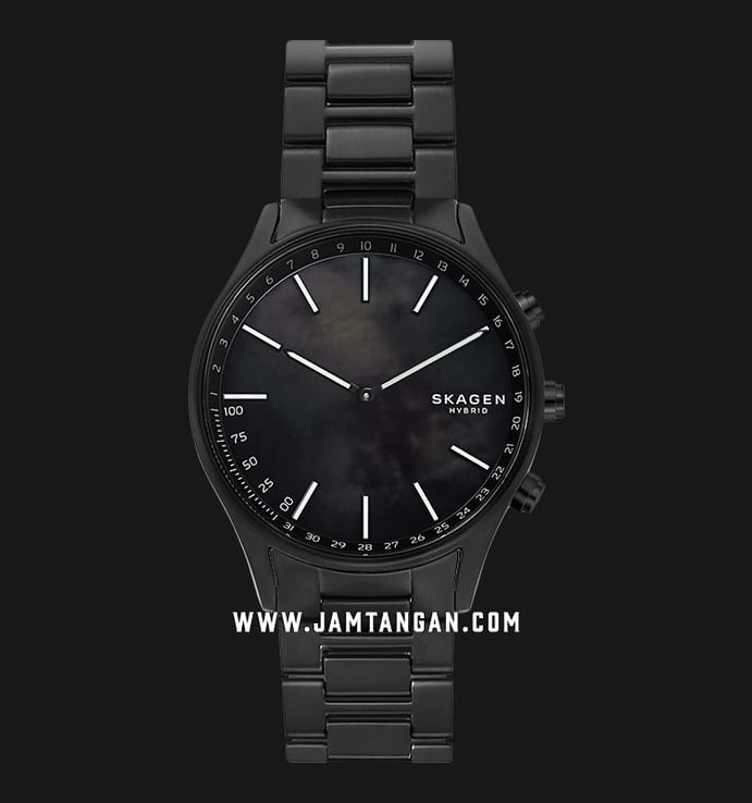 Skagen Holst SKT1312 Hybrid Smartwatch Men Mother of Pearl Dial Black Titanium Strap