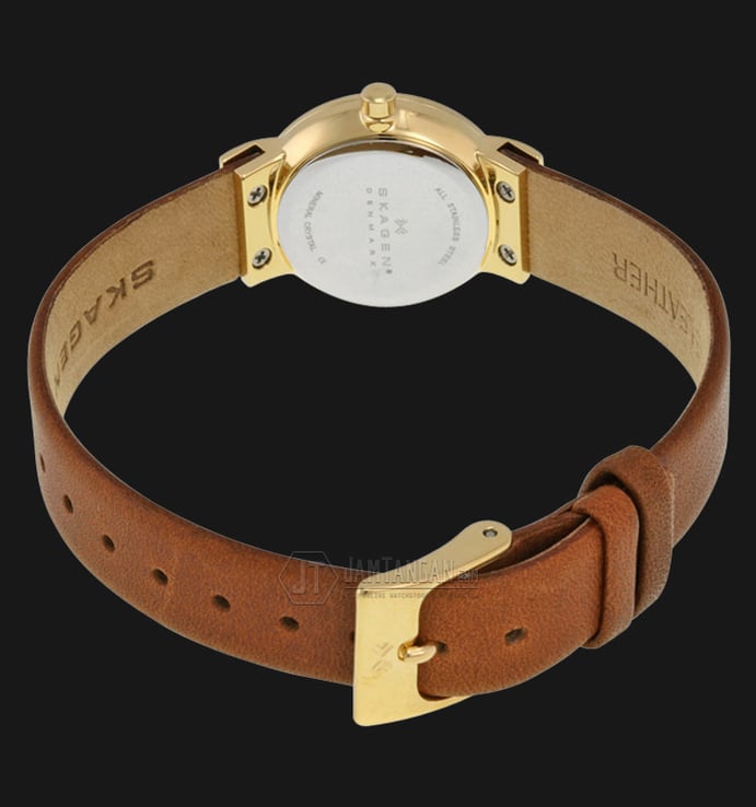 Skagen SKW2175 Freja Gold Dial Brown Leather Strap Watch