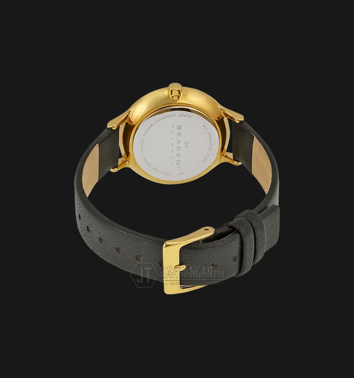 Skagen SKW2266 Anita Gold Dial Black Leather Strap Watch