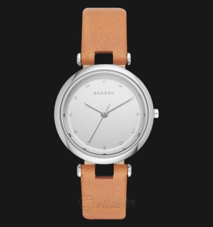 Skagen SKW2455 Tanja Silver Dial Brown Leather Strap Watch