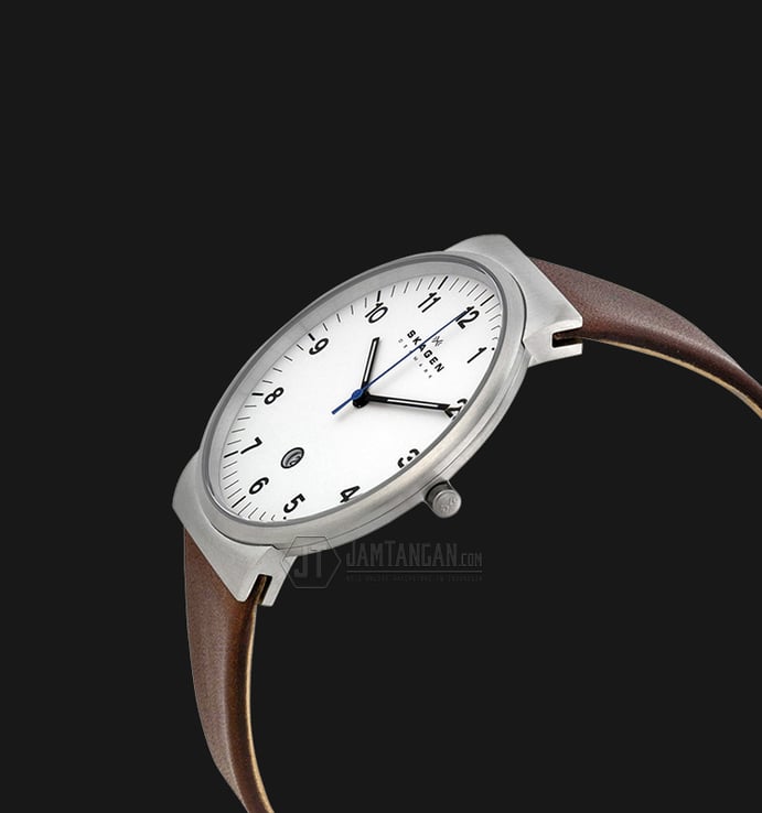 Skagen SKW6082 Ancher White Dial Brown Leather Strap Watch