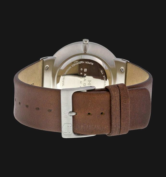 Skagen SKW6082 Ancher White Dial Brown Leather Strap Watch