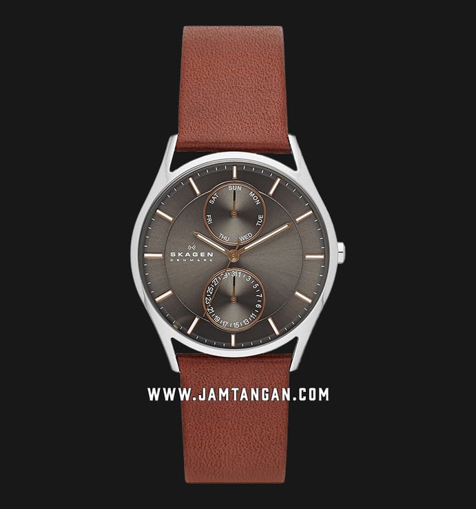 Skagen Holst SKW6086 Chronograph Charcoal Dial Brown Leather Strap