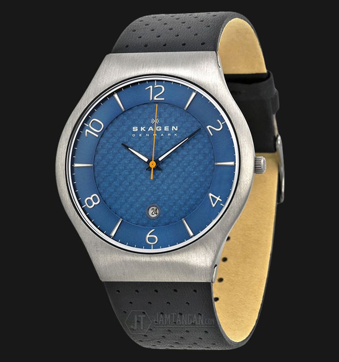 Skagen SKW6148 Grenen Blue Dial Perforated Back Leather Man Watch