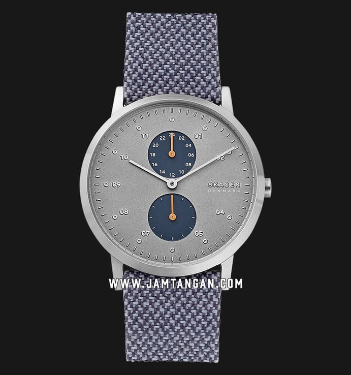 Skagen Kristoffer SKW6524 Blue Recycled Woven Men Grey Dial Dual Tone Leather Strap