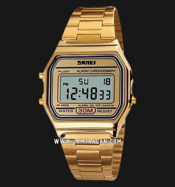 SKMEI 1123GD Digital Dial Gold Stainless Steel Strap