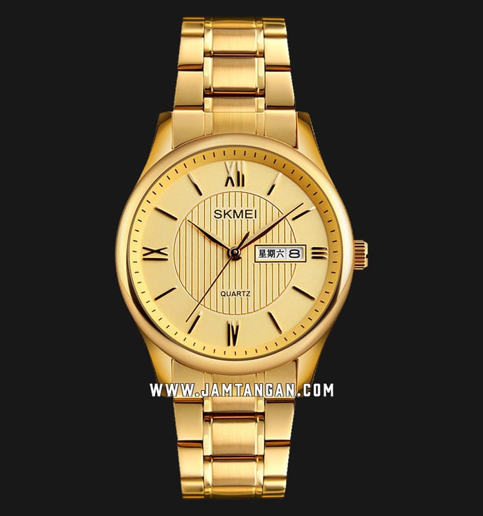 SKMEI 1261GD Gold Dial Gold Stainless Steel Strap