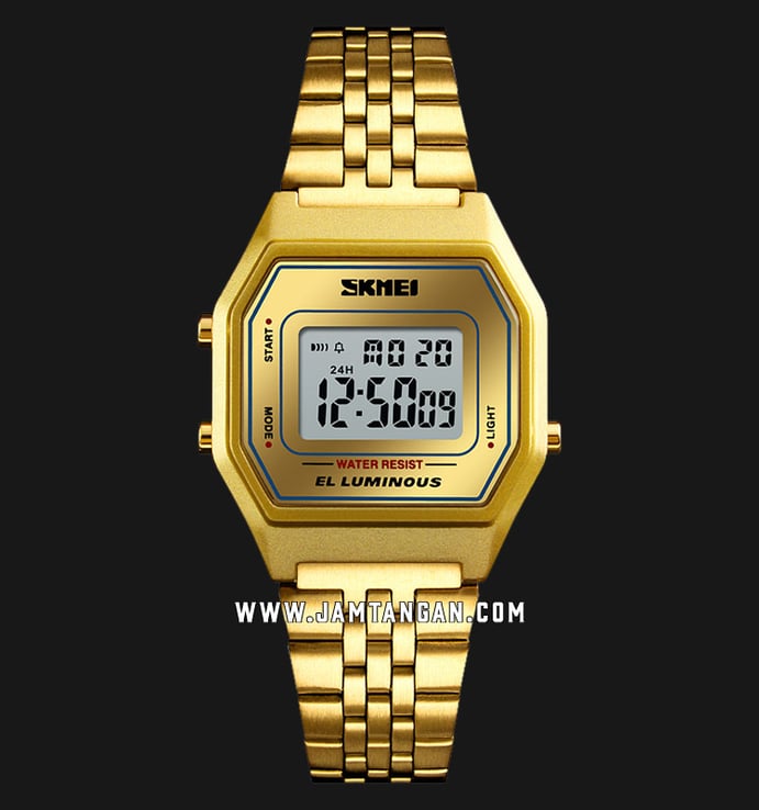 SKMEI 1345GDGDWT Gold Digital Dial Gold Stainless Steel Strap [No Box]