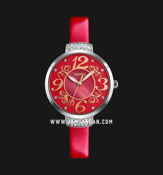 SKMEI Vogue 9160RD Ladies Red Dial Red Leather Strap