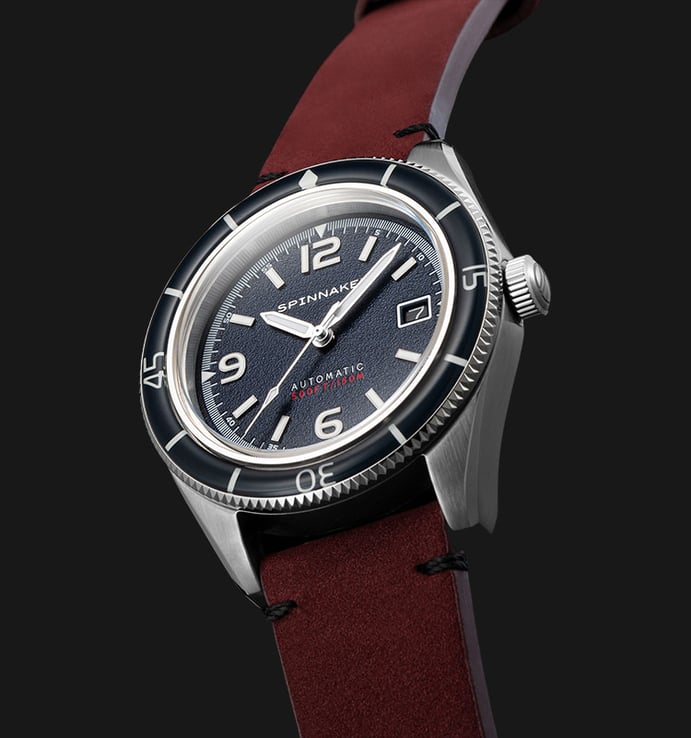 Spinnaker Fleuss SP-5055-08 Automatic Prussian Blue Dial Red Leather Strap
