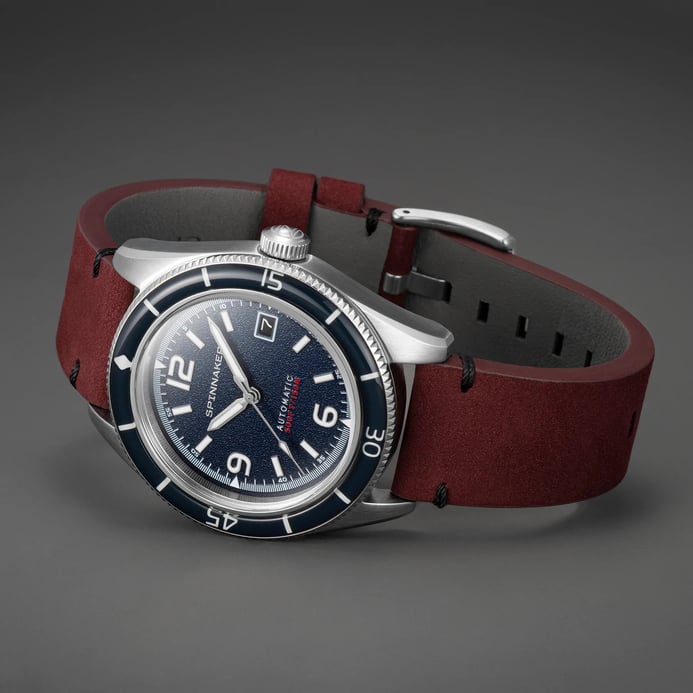 Spinnaker Fleuss SP-5055-08 Automatic Prussian Blue Dial Red Leather Strap
