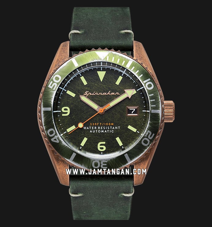 Spinnaker Vintage Wreck SP-5065-03 Men Green Dial Green Leather Strap