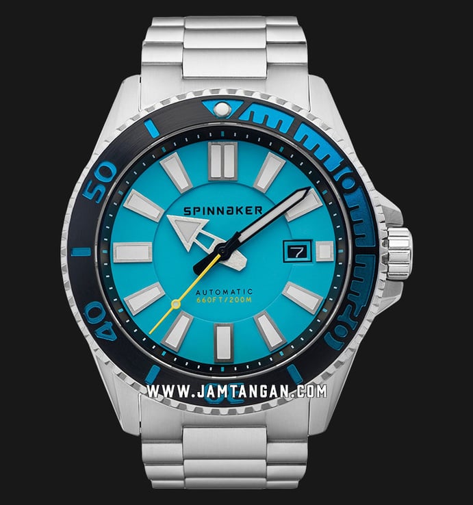 Spinnaker Amalfi SP-5074-33 Men Diver Automatic Aquamarine Dial Stainless Steel Strap