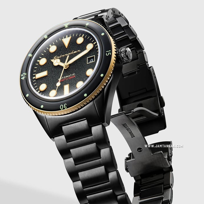 Spinnaker Cahill SP-5075-33 Mid Size Onyx Black Dial Black Stainless Steel Strap