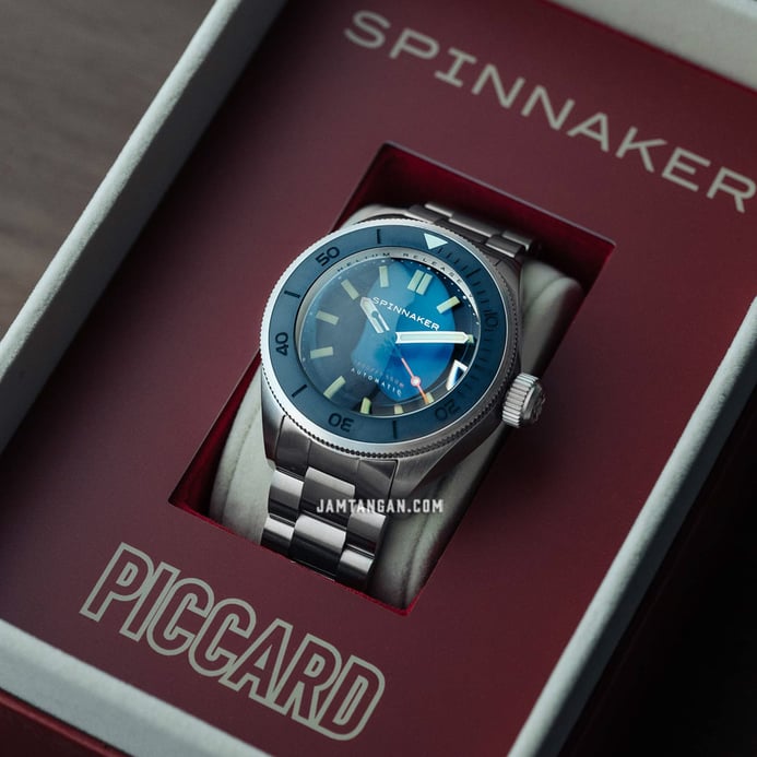 Spinnaker Piccard SP-5098-22 Dark Cerulean Divers Automatic Blue Dial Stainless Steel Strap