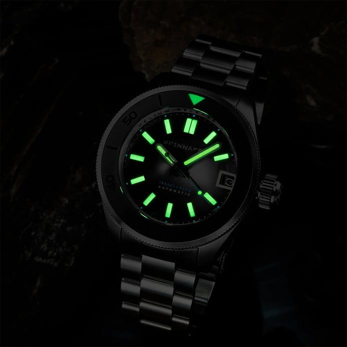 Spinnaker Piccard SP-5098-33 Volcano Black Divers Automatic Black Dial Stainless Steel Strap