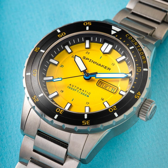Spinnaker Hass SP-5099-33 Automatic Safety Yellow Dial Stainless Steel Strap