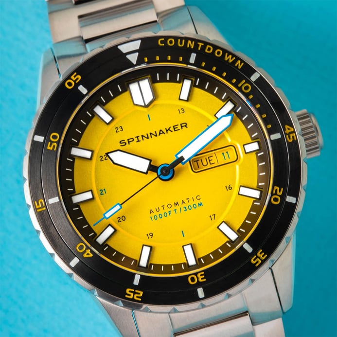 Spinnaker Hass SP-5099-33 Automatic Safety Yellow Dial Stainless Steel Strap