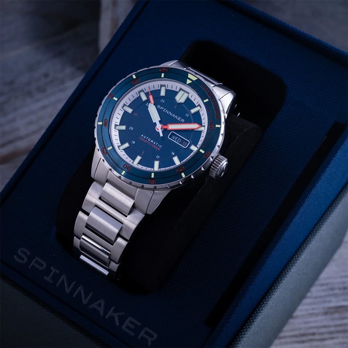 Spinnaker Hass SP-5099-44 Automatic Azure Blue Dial Stainless Steel Strap