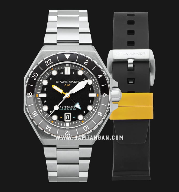 Spinnaker Dumas SP-5119-11 Harbour Grey Automatic Black Dial Stainless Steel Strap + Extra Strap