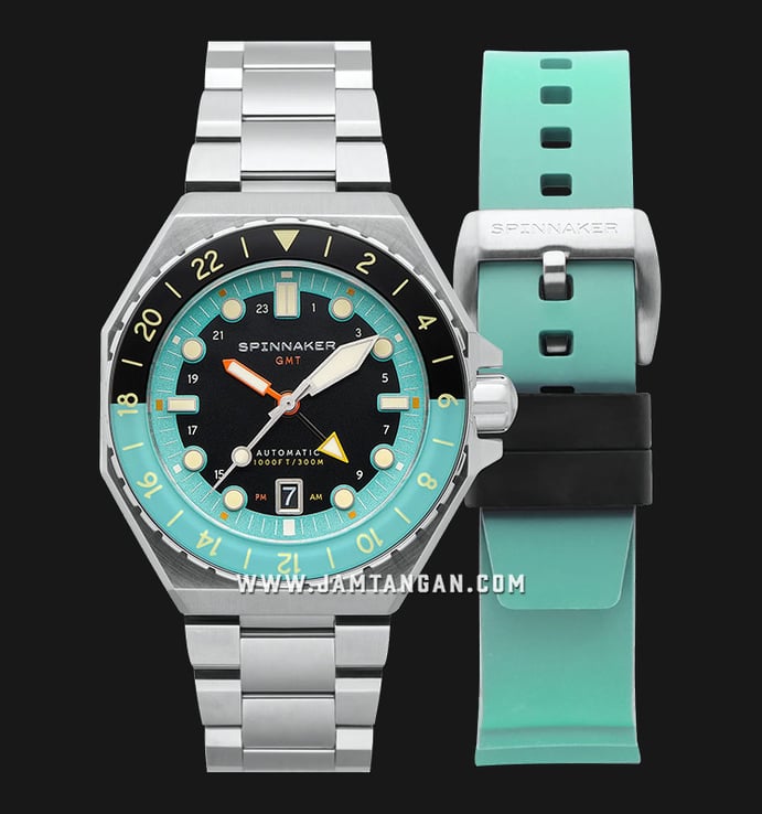 Spinnaker Dumas SP-5119-33 Dark Turquoise Automatic Black Dial Stainless Steel Strap + Extra Strap