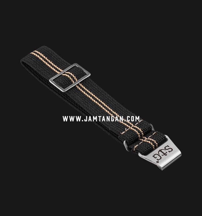 Strap Guy MN-BLK-SND-02-20A Black Nylon 2 Sand Stripe Silver Folding Clasp