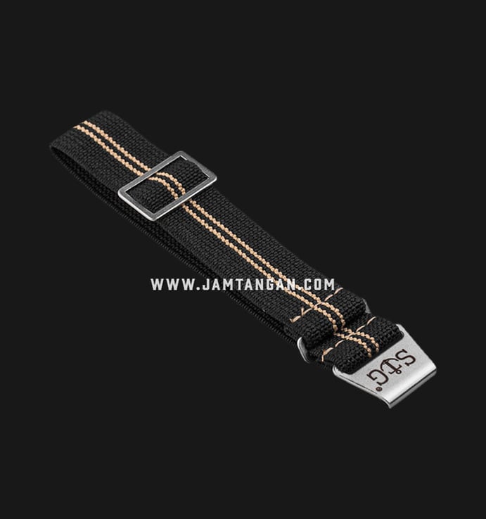 Strap Guy MN-BLK-SND-02-22A Black Nylon 2 Sand Stripe Silver Folding Clasp