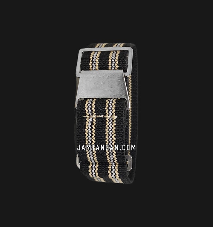 Strap Guy MN-BLK-SND-WHT-02-20A Black Nylon Dual Tone Stripe Silver Folding Clasp