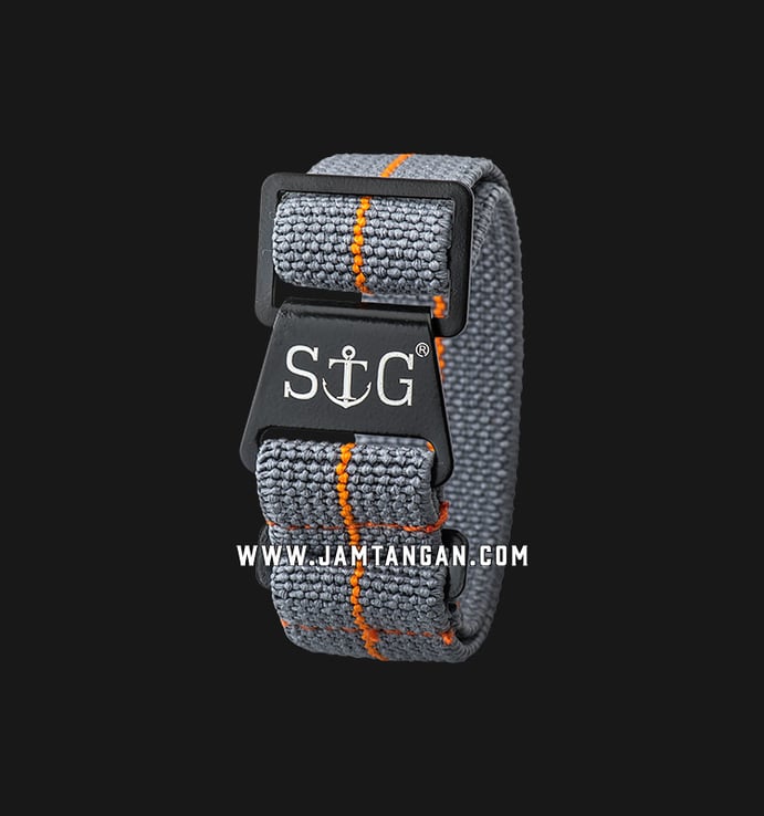Strap Guy MN-GRY-ORG-18B Grey Nylon Orange Stripe Black Folding Clasp