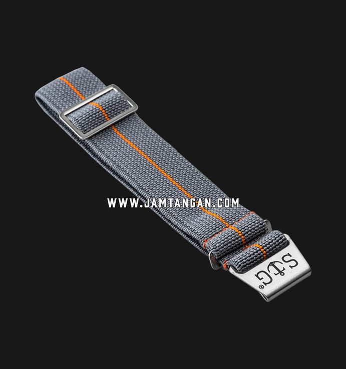Strap Guy MN-GRY-ORG-22A Grey Nylon Orange Stripe Silver Folding Clasp