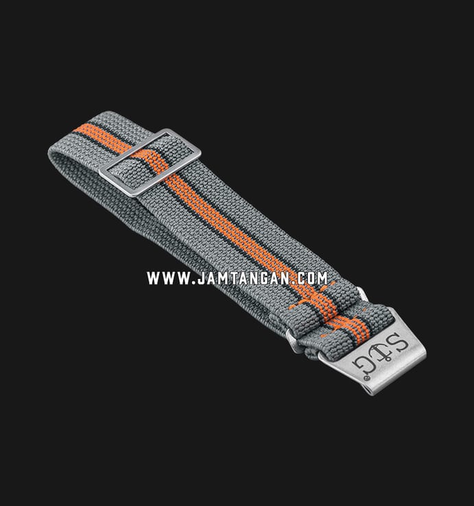 Strap Guy MN-GRY-ORG-EX-18A Grey Nylon Dual Color Stripe Silver Folding Clasp
